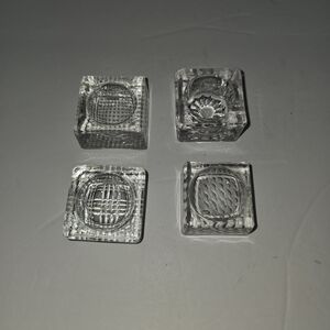 VINTAGE Lot 4 Different  Open Salt Cellar Wells Square Beautiful Glass Crystal